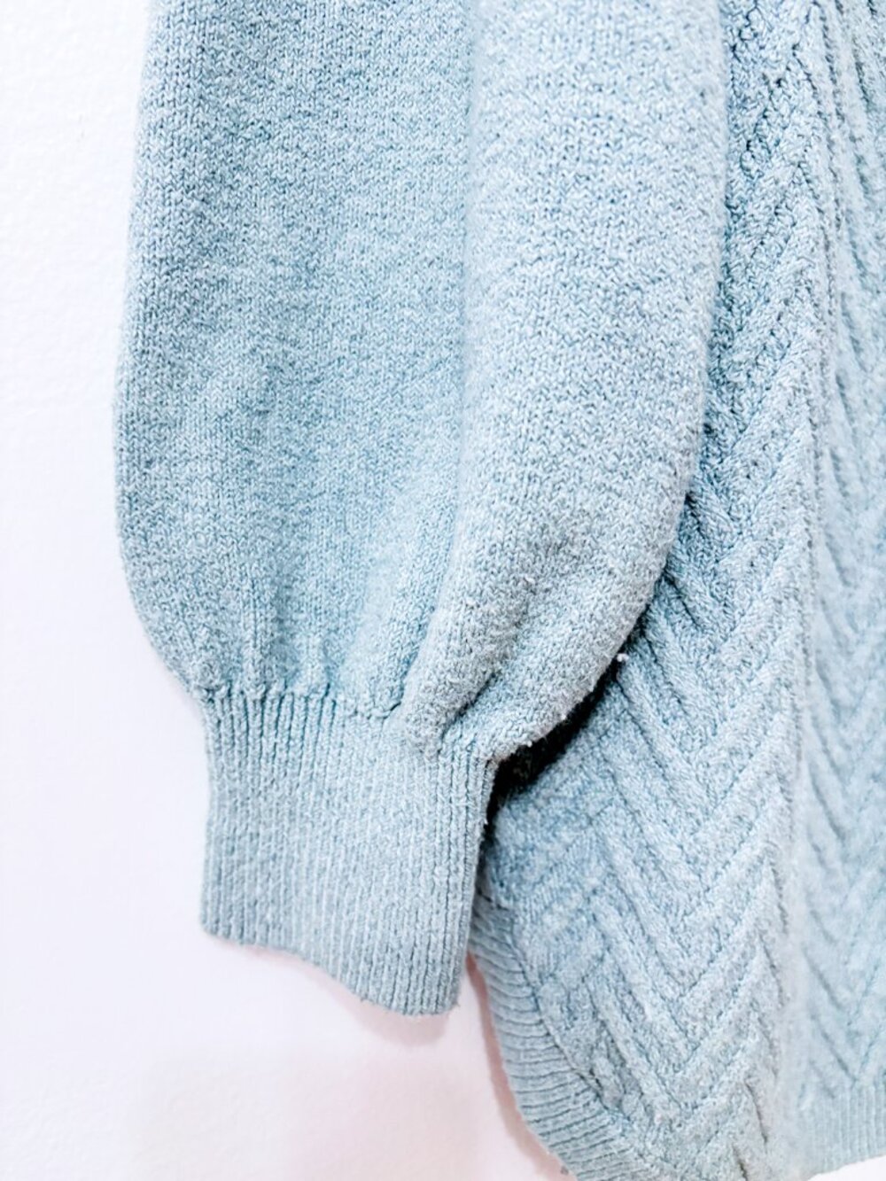REITMANS Aqua Blue Textured Knit Tunic Sweater Raglan Long Sleeve Medium - Picture 5 of 9